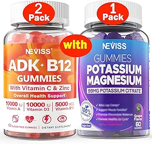 NECISS 2Pack Βιταμίνη ADK με B12 + 1Pack Μαγνήσιο Κάλιο Gummies