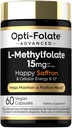 Carlyle L Methylfolate 15mg | 60 Capsules | with Methyl B12 & Saffron | Vegan, Non-GMO, Gluten Free Supplement | by Opti-Folate