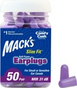 Mack's Slim Fit Soft Foam Earplugs, 50 Pair - Small Ear Plugs for Sleeping, Snoring, Traveling, Concerts, Shooting Sports & Power Tools | Made in USA