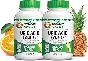 Botanic Choice Uric Acid Complex Foot Joint Support Supplement – Help Sooth Discomfort with Celery Seed and Bromelain - 2 Pack