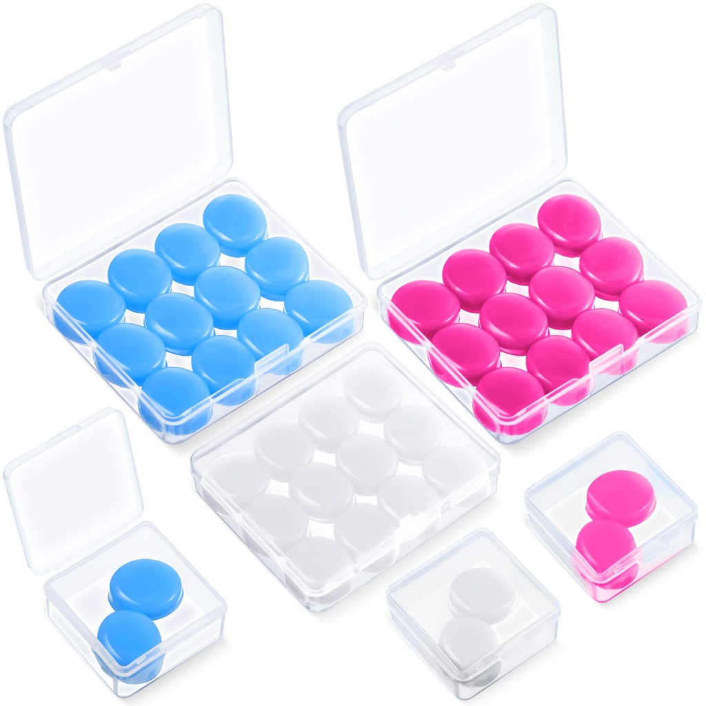 Frienda 21 Pairs Silicone Ear Plugs for Sleeping,White, Blue, Rose Red | 21 Pairs, Silicone ,Ear Plugs for Sleeping,White, Blue, Rose Red