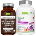 Multivitamin & Minerals for Men + Advanced Kids Multivitamin Gummy Vegan Bundle, με μεθυλιωμένες βιταμίνες, βιταμίνη Α, C, D3 & E, Clean Label, 60 Tablets + 90 Berry Flavor Gummies, από τον Igenus