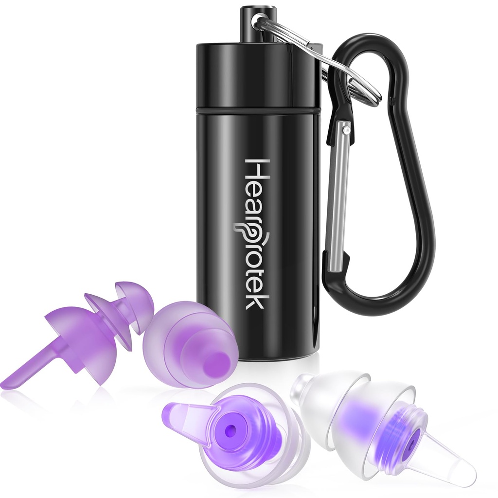 Hearprotek Ear Plugs for Sleeping, 2 Pairs 30dB & 32dB Silicone Earplugs | Soft Reusable Ear Plugs for Noise Reduction, Side Sleepers, Snoring, Travel, Work, Study & Hearing Protection