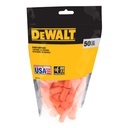 DEWALT Bell Shaped Foam Earplugs NRR 33 - Made in USA - Resealable 50 Pack