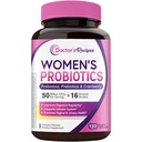 Doctor's Recipes Women’s Probiotic, 120 Caps 50 Billion CFU 16 Strains, with Organic Cranberry, Digestive Immune Vaginal & Urinary Health, Rafium Stable, Delayed Release, No Soy Glutten Dairy