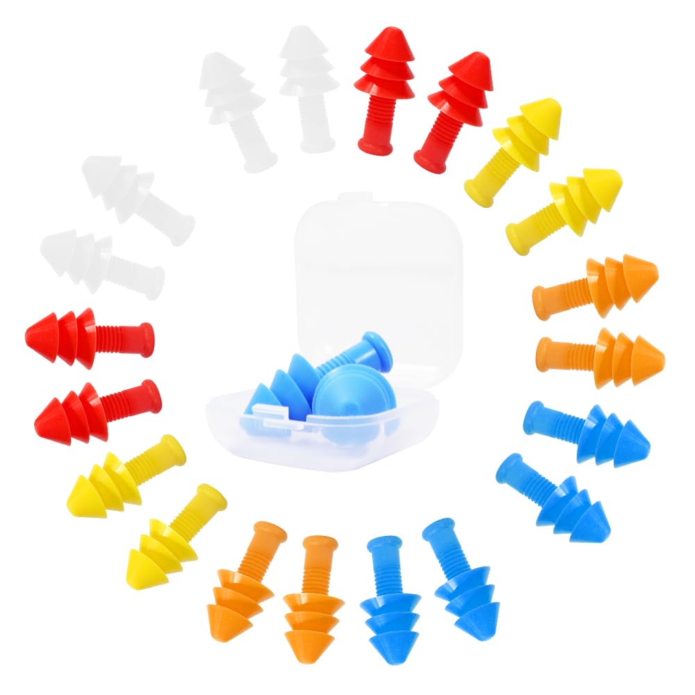 10 Pairs of Reusable Silicone Noise Cancelling earplugs and Waterproof Swimming earplugs, Suitable for Work, Study, and Noisy Places