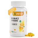 Vitamin D3 K2 Supplement 10000 IU, with Coconut Oil for Max Absorption, Support Bone, Teeth & Heart Health, 90 Softgels