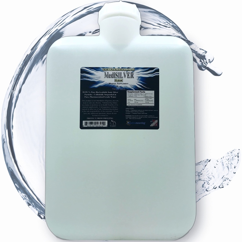 True Free Ionic Colloidal Silver Dietary Supplement - 5 U.S. Gallons in Opaque BPA -Free Plastic Carboy