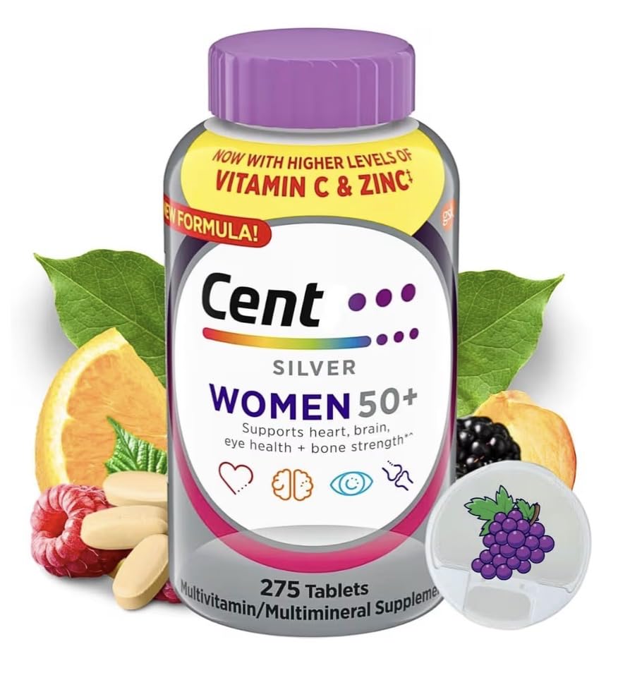 Silver Women 50 Plus, Multivitamin for Women, Minerals, Vitamins & Supplements Hair Skin and Nails Vitamins, Vitamin C, Antioxidants Supplement, 275Ct Tablets (275)