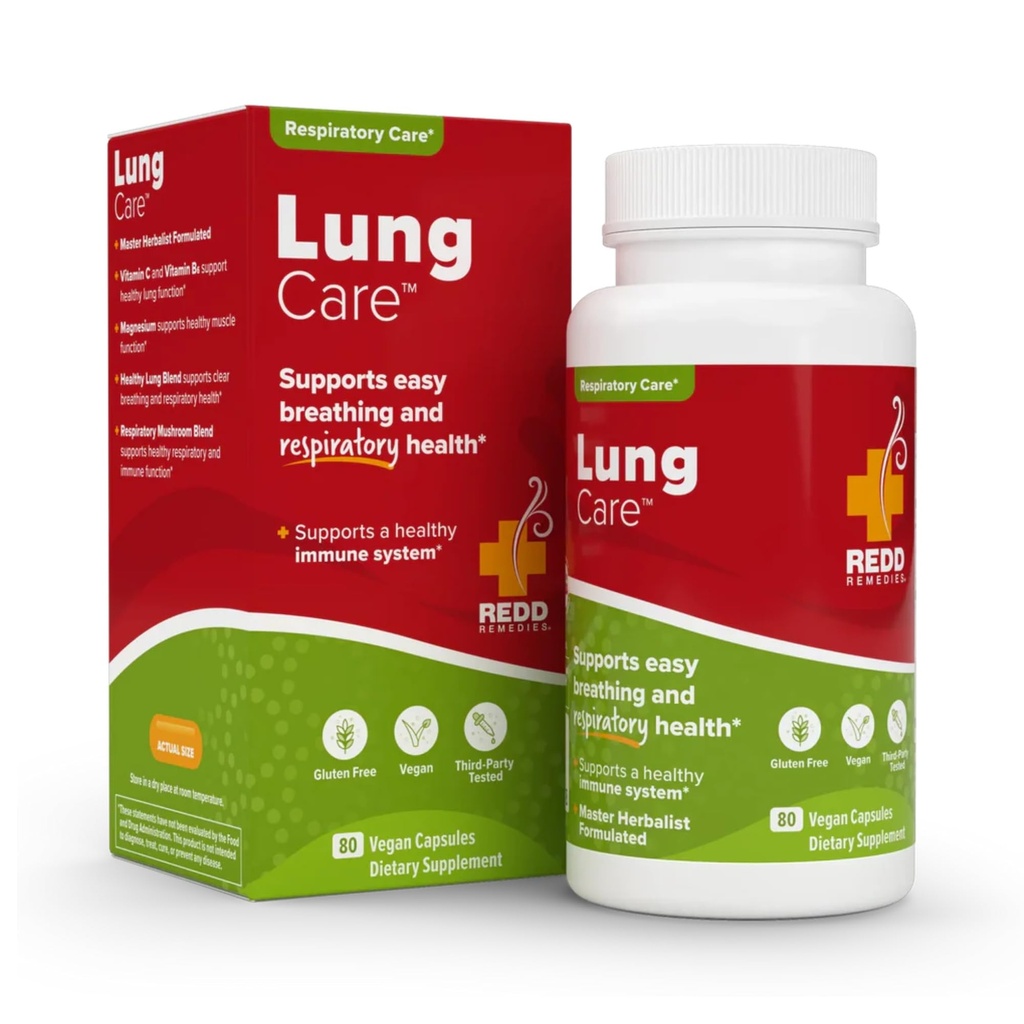 Redd Remedies, Lung Care, Supports Easy Breathing and Respiratory Health, 80 Vegan Capsules