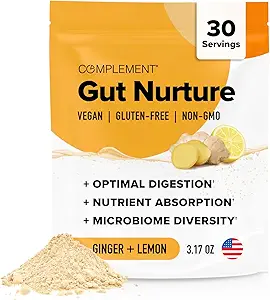 Συμπλήρωση Gut Nurture Prebiotic + Postbiotic Superfood Powder για επιδιόρθωση των βλεφαρίδων, Προβιοτικά για Digestive Health - Ginger Root - 30 Σερβιέτες