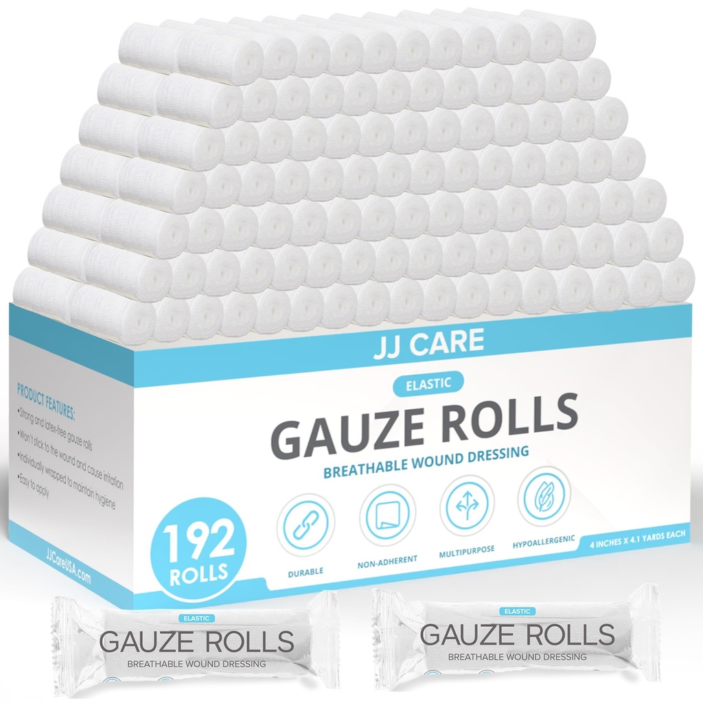 Gauze Rolls - 192 Individually Wrapped Rolls - 4 inches x 4.1 Yards - Bandage Gauze Rolls