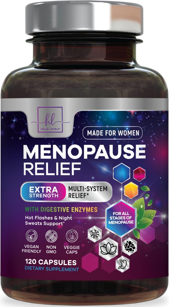 Menopause Supplements for Women - Hot Flash Night Sweats & Menopause Relief Pills - Probiotic Blend 8 Billion CFU Per Serving with Dong Quai & Black Cohosh - Vaginal, Digestive Support - 120 Capsules