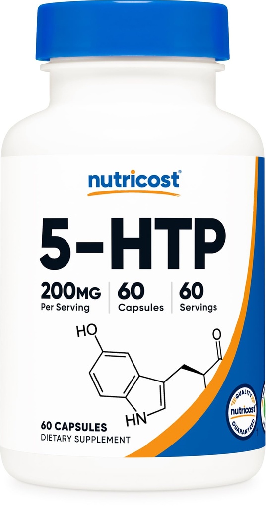 Nutricost 5-HTP 200mg, 60 κάψουλες χορτοφάγων (5-υδροξυθρυπτοφάνη) - Μη ΓΤΟ & Χωρίς γλουτένη