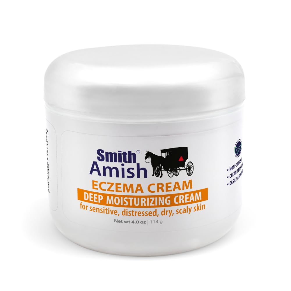 Smith Amish Eczema Cream - Deep Moisturizing Relief - 4 oz Jar | For Dry, Itchy, Scaly & Irritated Skin - Colloidal Oatmeal, Vitamin B5 & Botanical Formula