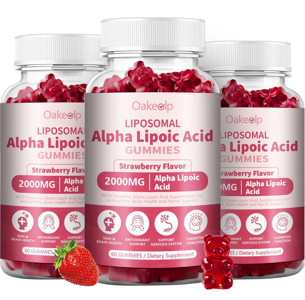 3 Pack Liposomal Alpha Lipoic Acid Gummies 2000mg Gummies,High Potency ALA Complex Biotin & Benfotiamine for Antioxidant, Brain Health and Nerve* Support,Liposomal Enhance 98% Absorption