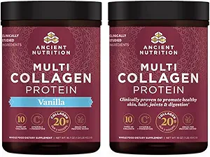 Ancient Nutrition Multi Collagen Protein Powder Unflavored 45 Servings + Multi Collagen Protein Powder Vanilla 45 Servings