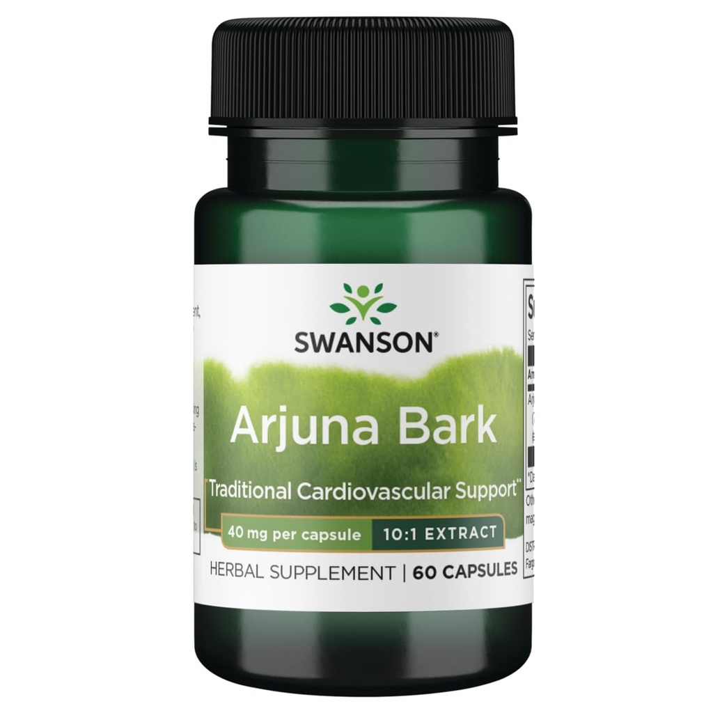 Swanson Full Spectrum Arjuna Bark 10:1 40 mg, 60 Capsules | A Traditional Ayurvedic Herb for Heart Health with Antioxidant Activity Comparable to Vitamin E, a Standardized Extract
