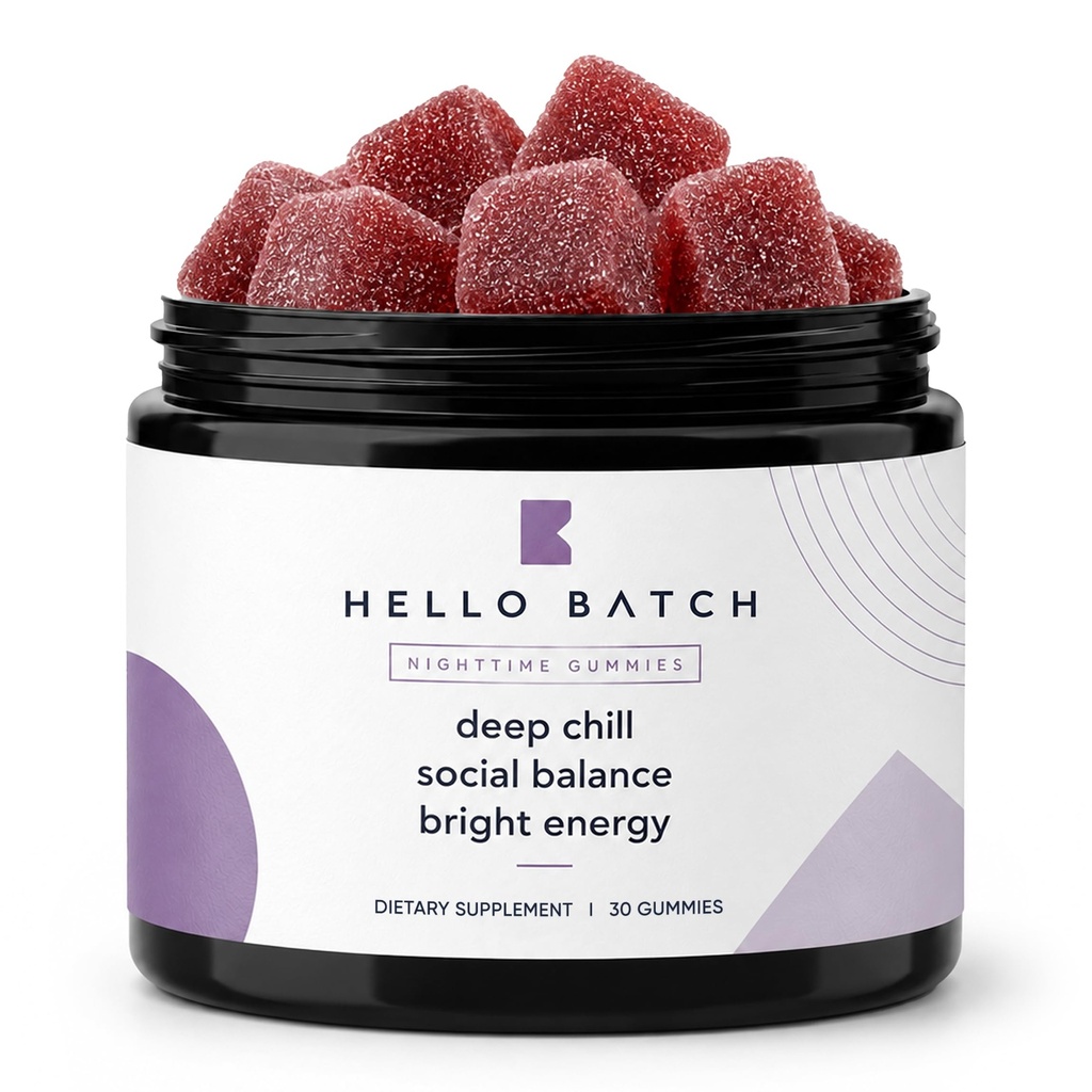 Batch Gummies, Batch Gummies for Sleep, with L-Theanine and Passion Flower, Active Mind and Relax The Body for Deep, Reduces Anxiety, Raspberry Flavor, 30 Gummies