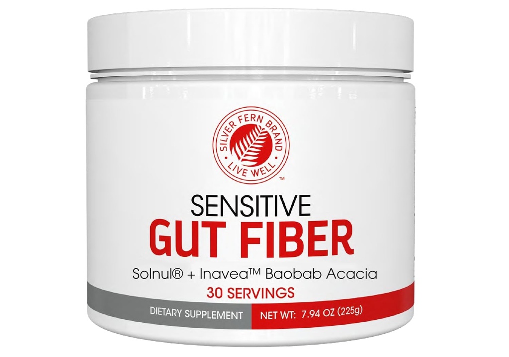 Silver Fern Sensitive Gut Fiber Supplement - Each Tub = 30 Scoops | 30 Day Supply - 6 Grams of Dietary Fiber Per Serving - with Galactomannan Guar Fiber, Baobab Fruit Powder (1 Tub)