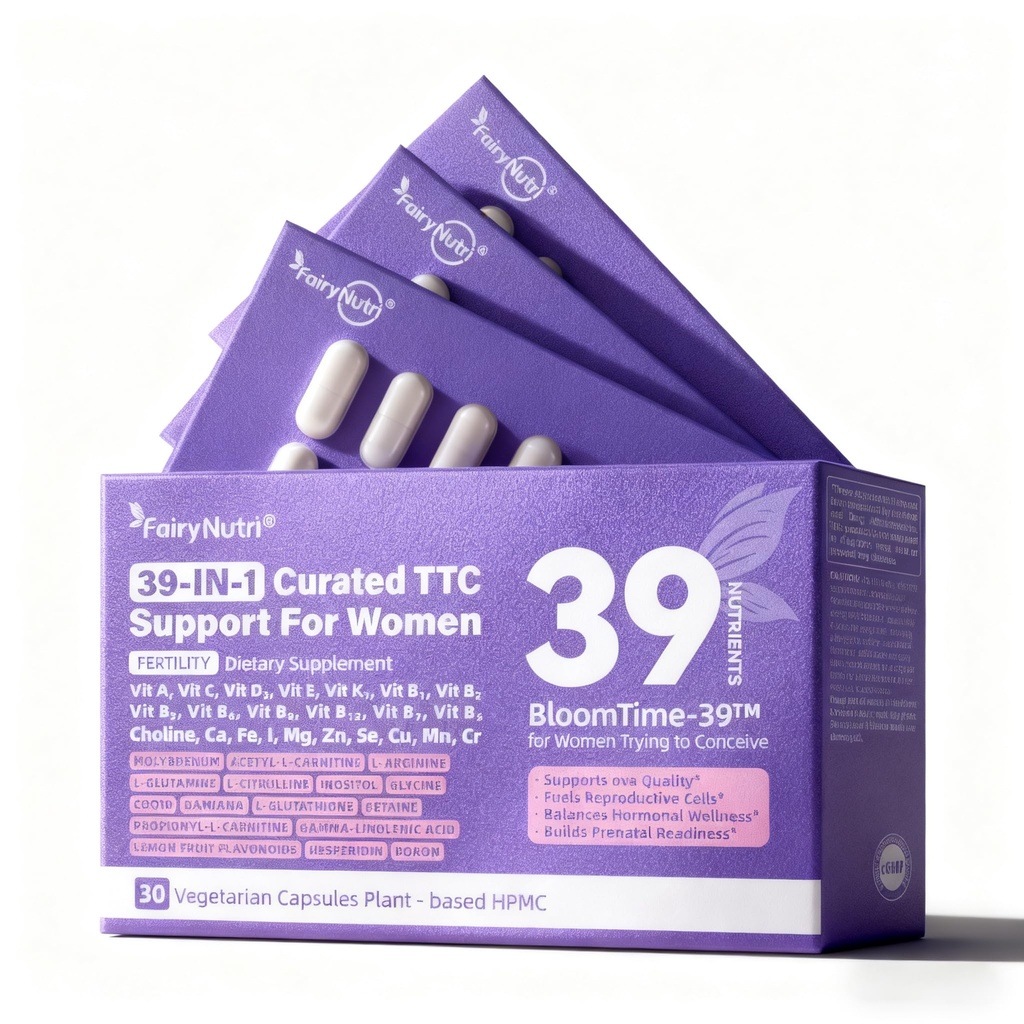 BloomTime-39™ for Women Trying to Conceive | 39-in-1 Fertility Support CoQ10, Inositol, L-Carnitine, Folate, Multivitamins & Minerals | Ovary Health & Hormonal Balance | 30 Vegetarian Capsules
