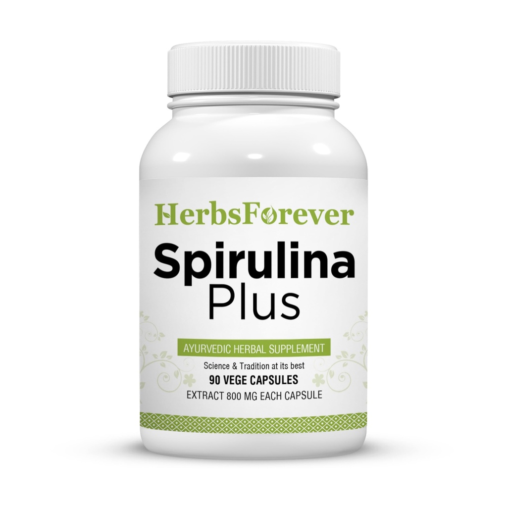 Spirulina Plus-SuperFood, Protein+Trikatu for Nutrient Absorption+ Triphala for Gut Health,Digest,Detox & Antioxidant Rich Herbs,Fruit,Vitamins Ayurvedic Supplement|90Veg Capsules|800mg