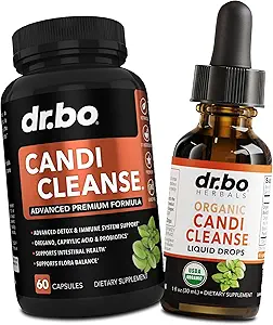 Candi Cleanse συμπλήρωμα υποστήριξης χάπια & σταγόνες - Βιολογικές Ρίγανη σταγόνες πετρελαίου Υγρό & Μαύρο Walnut Wormwood - Επιπλέον δύναμη Φυσικό στοματικό Gut Cleanser Detox Συμπληρώματα υγείας & Caprylic Acid Κάψουλες