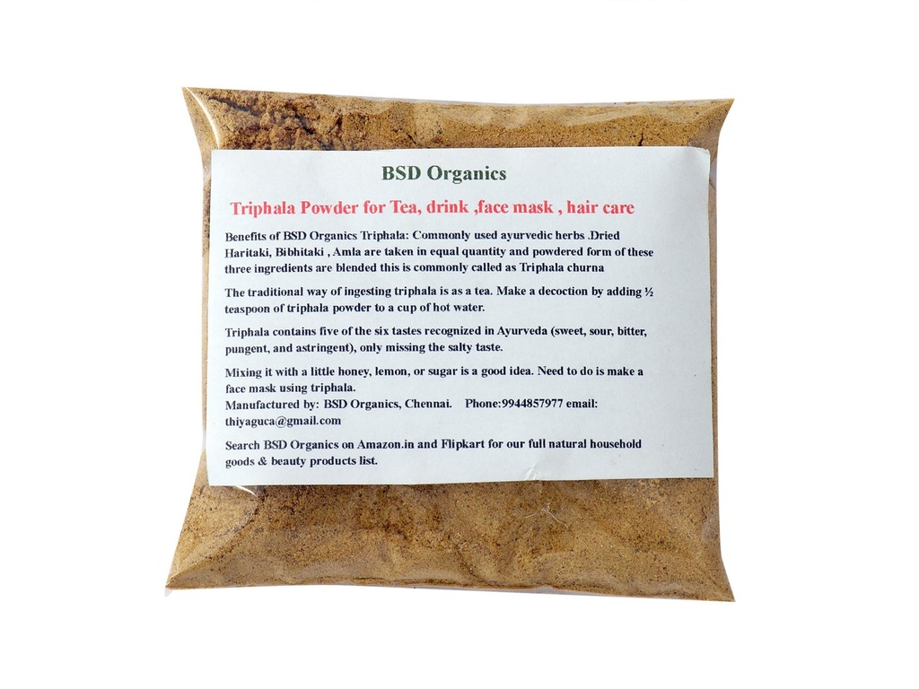 BSD Organics Triphala Powder for Tea, drink,face mask, hair care-50 grams