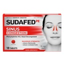 Sudafed PE Sinus Congestion Relief Tablets, 10 mg Phenylephrine HCl, 18 ct | Maximum Strength, Non-Drowsy Decongestant for Sinus Pressure & Nasal Congestion Relief from Colds or Allergies