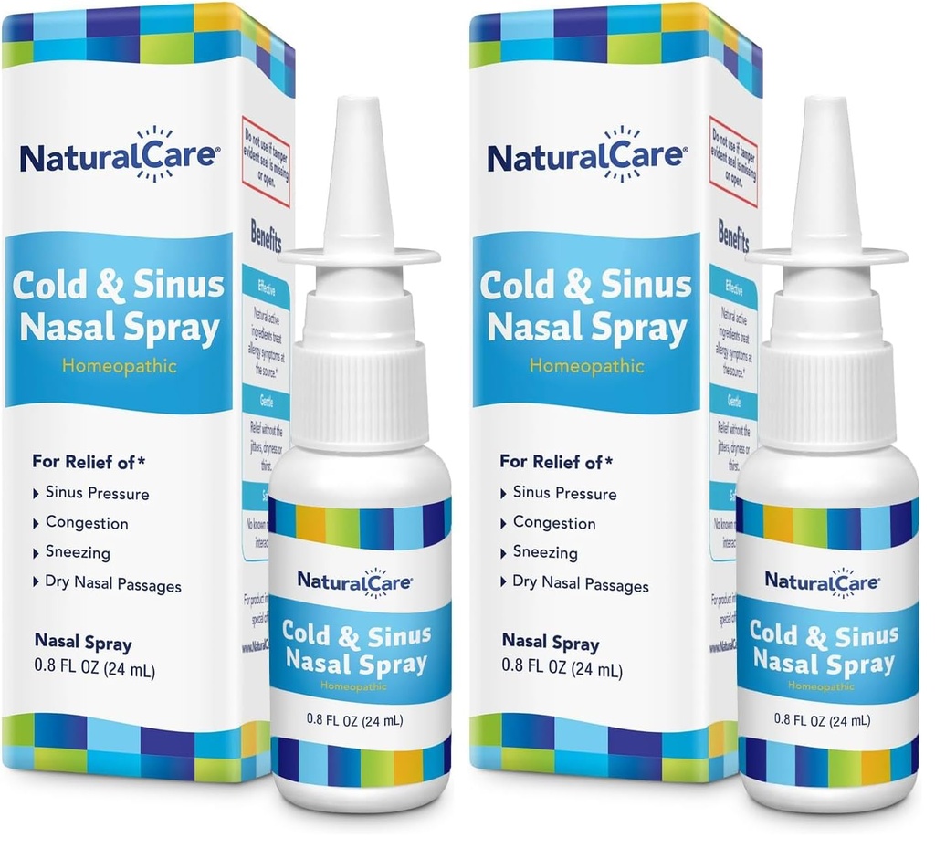 Natra-Bio NaturalCare Cold & Sinus Nasal Spray, Homeopathic Nasal Spray, 0.8 fl. oz (Pack of 2)