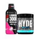PROSUPPS L-Carnitine 3000 Stimulant Free Liquid Shots (31 Servings, Dragon Fruit) and Hyde Max Pump Pre Workout for Men and Women (20 Servings, Blue Razz) Bundle