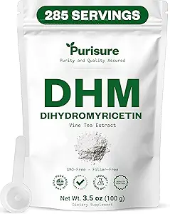Purisure Dihydromyricetin Powder, 100g, 100% Pure DHM Συμπληρώματα, Ηπατική Υποστήριξη και Συνολική Ευεξία, Premium Quality DHM Συμπλήρωμα, Dihydromyricetin (DHM) Σκόνη για Worry-Free Night Outs