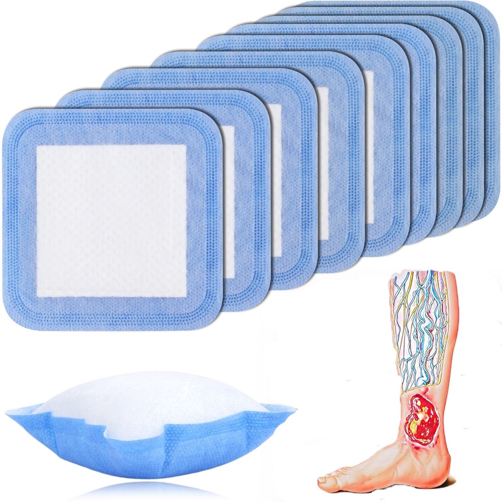 Super Absorbent Dressing Pad for Heavy Exuding Draining Wound Pressure Sore Foot Ulcers Venous Ulcer Leg Cut Skinned Fast Healing Wounds Care 4"x4" (Pack of 10)