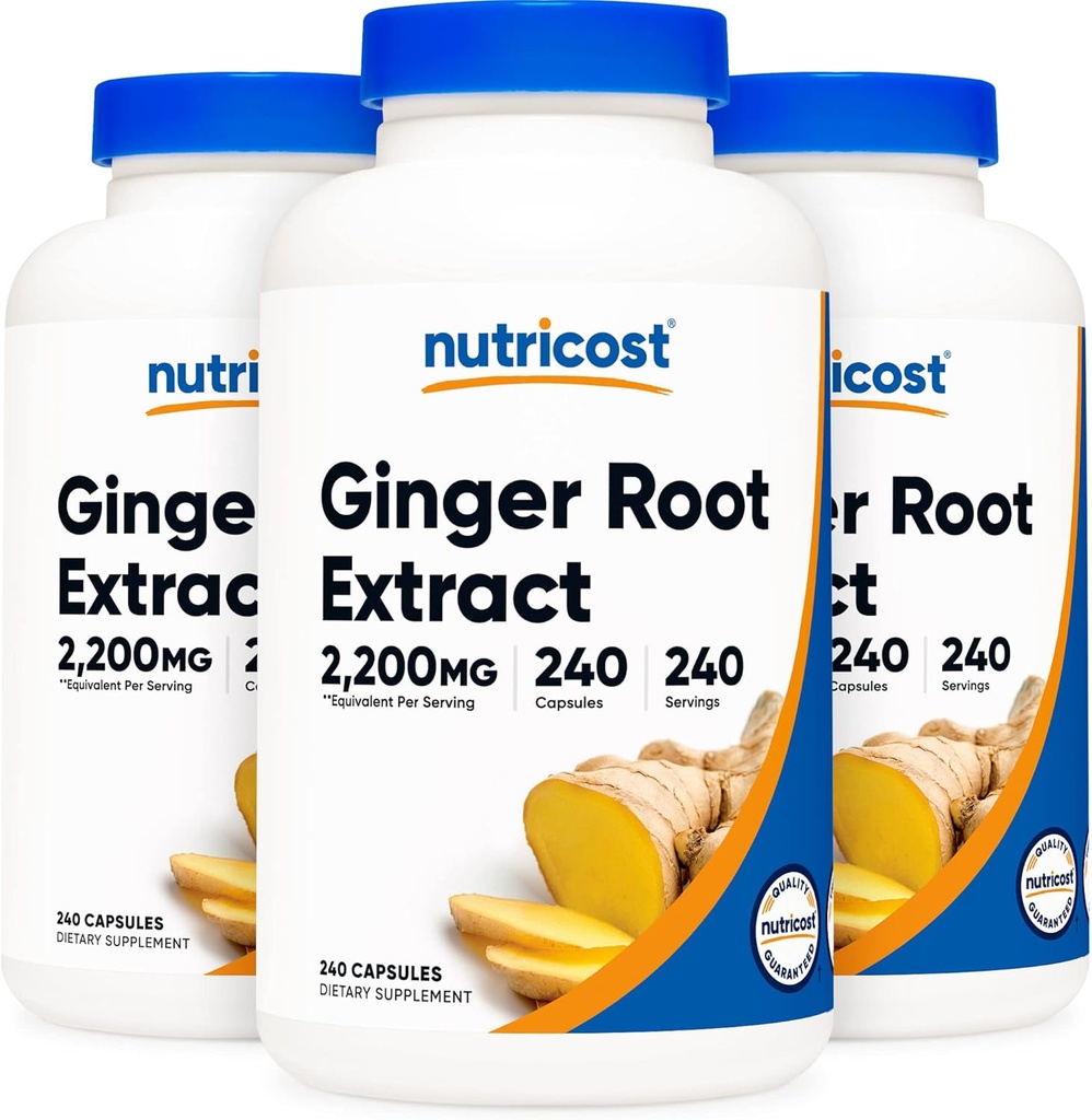 Nutricost εκχύλισμα ρίζας Ginger 550mg, 240 κάψουλες (3 φιάλες)