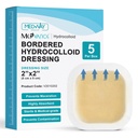 MedVance Bordered Hydrocolloid Adhesive Dressing Waterproof, 2"x2" Box of 5 | Sterile And Individually Wrapped - Waterproof Skin-Friendly Adhesive Pads - Easy Apply Hydrocolloid Bandage - Wound Care