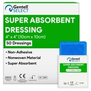 Super Absorbent Non Bordered Foam Dressing 4"x4" - Box of 50 Non Adhesive Pads for Wounds - Moderate to Heavily Exuding Wounds – Breathable and Waterproof