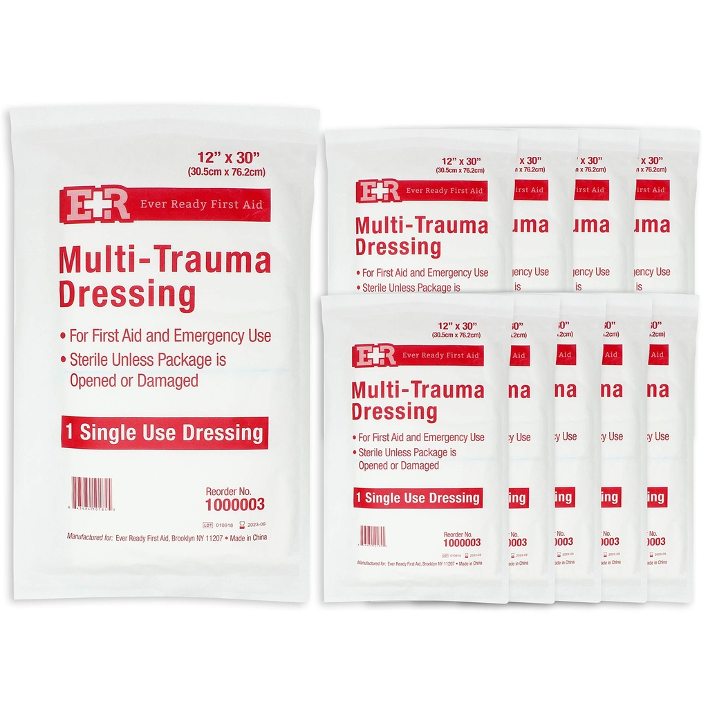Ever Ready First Aid Multi-Trauma Sterile Non-Woven Dressing 12” x 30” - 10 Count