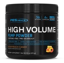 PEScience High Volume Stim-Free Προπόνηση Αντλία σκόνης, Nitric Oxide Booster με L Citrulline & L Arginine Νιτρικό, Μη-Stim Προπόνηση για άνδρες και γυναίκες, 36 Scoops, Sour Peach Candy