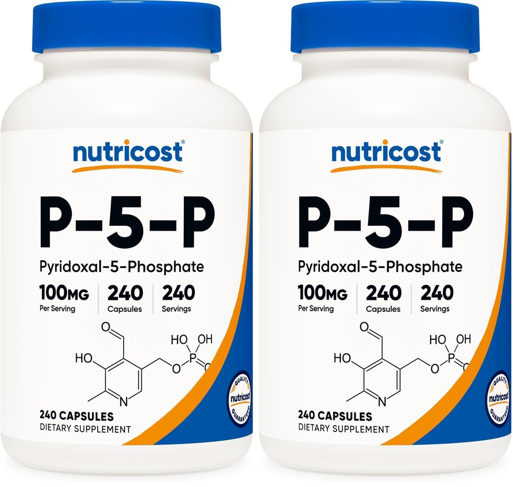 Nutricost P5P Vitamin B6 Supplement 100mg, 240 Capsules, Gluten-Free (Pack of 2)