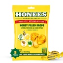 Honees Filled Honey Lemon Cough Drops- Filled with Honey, Menthol, Lemon and Eucalyptus - Nothing Artificial -Natural Sore Throat Lozenges- Non-GMO (3 Pack – 60 Drops)