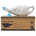 HealthGoodsIn Ceramic Neti Pot, Premium Handcrafted Durable, Dishwasher Safe with 2 Silicone Nozzle Tip, 225 Ml. (7.6 FL Oz) Capacity (Dalmatian)