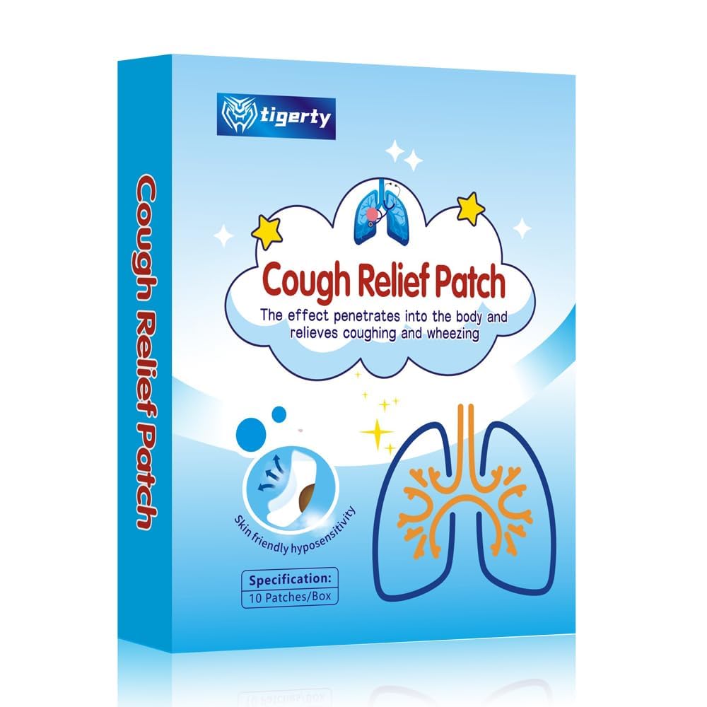 tigerty Cough Patch Easy Stickers - Stick Patches for Kids and Adults - All-Natural Cold & Cough Relief, Chemical Free - Natural Herb Cough Patch (10 Pack), Package Upgrade, new & Old Random delivery