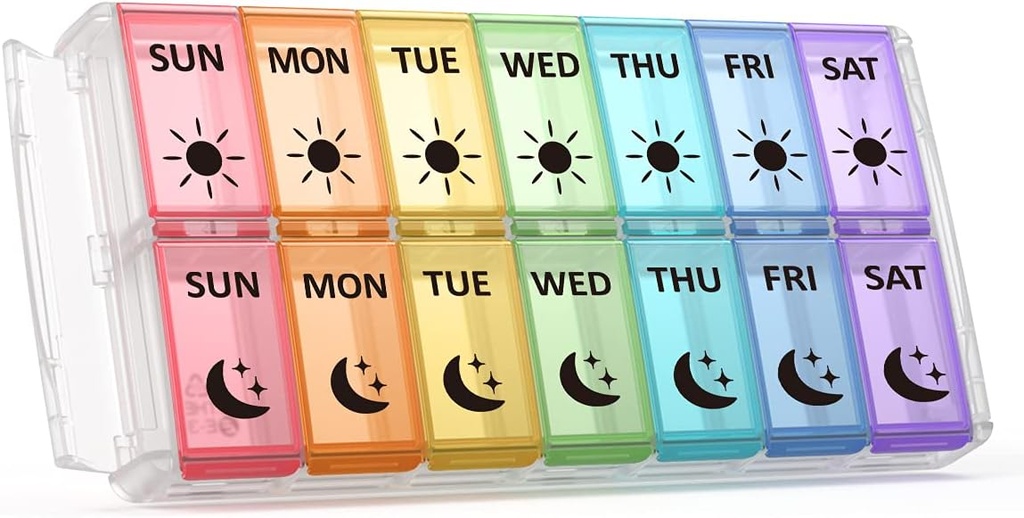 Weekly Pill Organizer 2 φορές την ημέρα Extra Large 7 Day Easy Fill Quick Fill Portable Fullicon AM PM Pill Box for Supplement, vitamin, and Medicine - (Εγγραφή Patent)