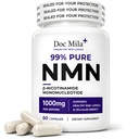 Extra Strength NMN 1000mg Supplement, Beta Nicotinamide Mononucleotide, 500mg Per Capsule, NAD+ Precursor, Third-Party Tested, 99% Pure, Cellular Energy Support, Vegan, 60 Capsules