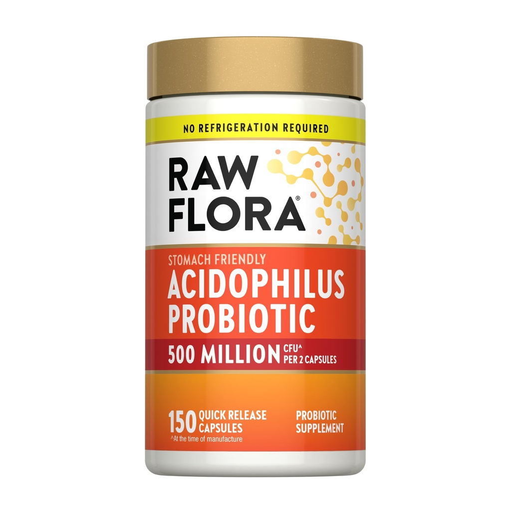 Raw Flora Acidophilus Probiotic Capsules | 500 Million CFU | 150 Count