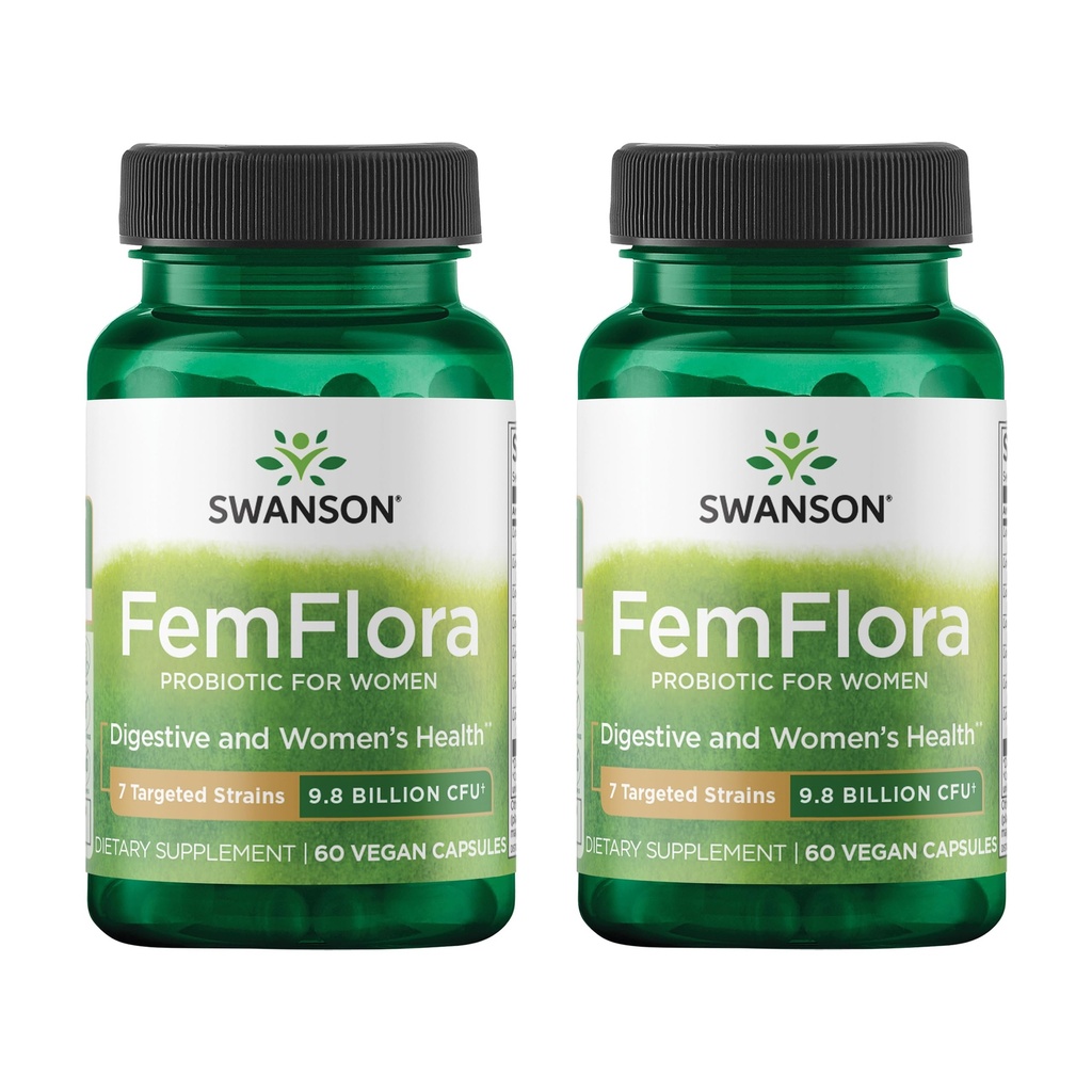 Swanson FemFlora Women's Probiotic, 9 Billion CFU, 60 Capsules, 2 Pack