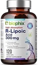 biophix R-Lipoic Acid 300 mg Stabilized 120 Veggie Capsules - with Biotin - High Potency Antioxidant Support - Non-GMO - Gluten Free - Promotes Energy