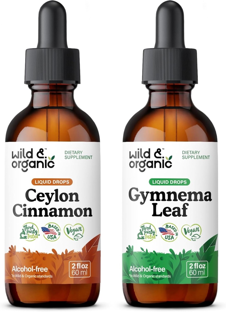 Άγρια & οργανικά Κεϋλάνη Κανέλα Βάμμα 2 fl oz & Gymnema Φύλλο Βάμμα 2 fl oz