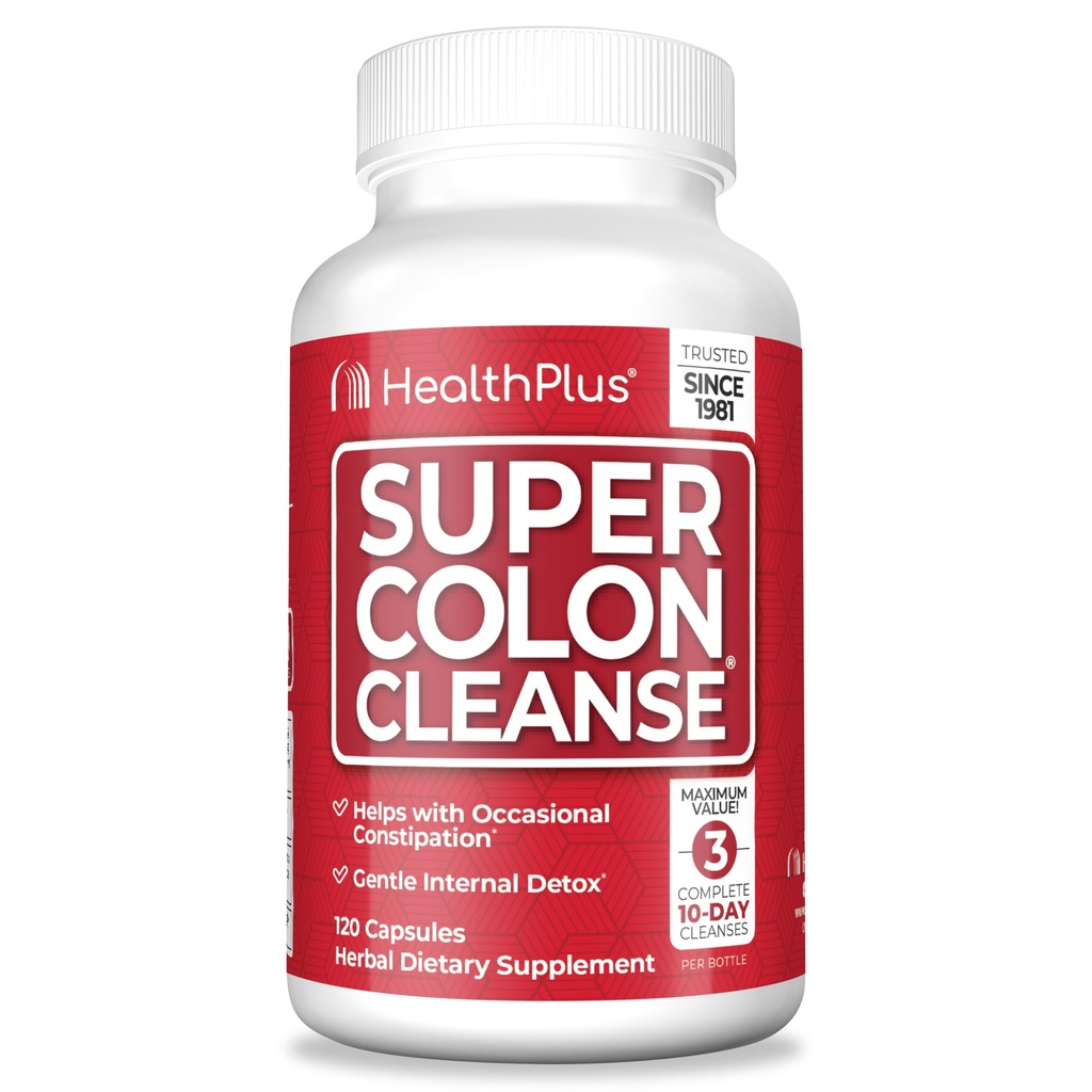Υγεία Plus Super Colon Cleanse 30 Ημέρα προσφοράς του Gentle Gut Cleanse Detox, Psyllium Husk, Προβιοτικά για την ανακούφιση της δυσκοιλιότητας & Digestive Υποστήριξη, 120 κάψουλες