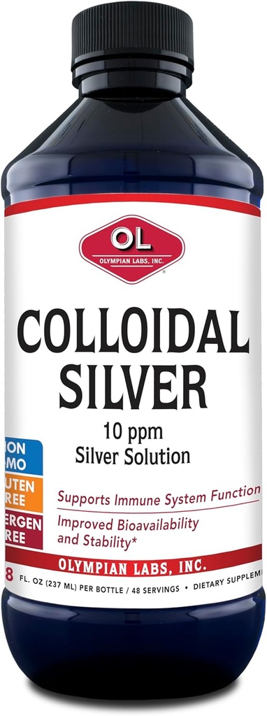 Olympian Labs Colloidal Silver 8floz 45 Σερβίρει - 10ppm Καθαρή Βιοδιαθέσιμη υποστήριξη του Ασημένιου Ανοσοποιητικού